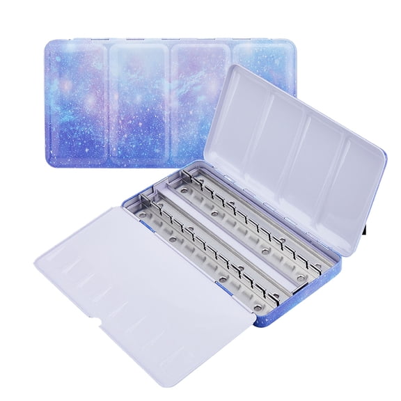 Iron Empty Watercolor Tin Box Palette Paint Case for Art Painting Supplies Rectangle Royal Blue 22.3x11.45x2.4cm for DIY