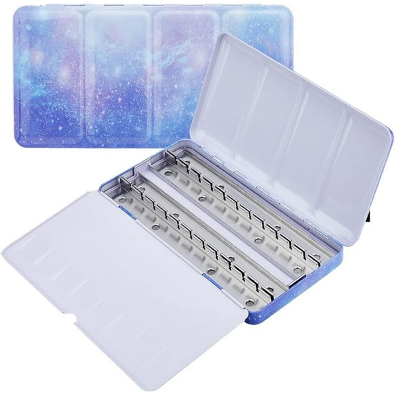 Iron Empty Watercolor Tin Box Palette Paint Case for Art Painting Supplies Rectangle Royal Blue 22.3x11.45x2.4cm