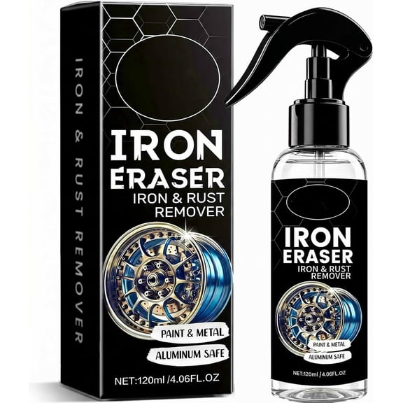 Iron Eraser Rust Remover Spray - 2026 Powerful Car Rust Remover - Fast Acting Rust Iron and Rust Remover - Professional Iron Powder Remover Cleaner for Automotive Wheels Paint Metal Surface (1PC)