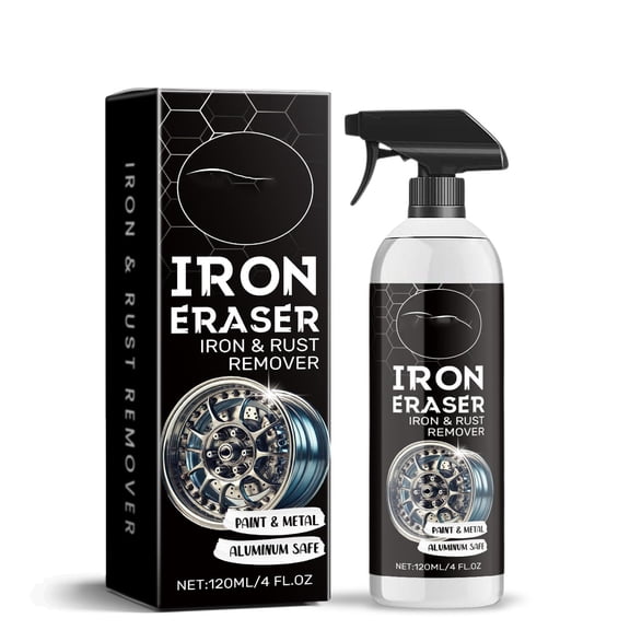 Iron Eraser Rust Remover Spray, 4 Fl oz Iron Powder Remover Spray for Car Wheels and Paint Fast Acting Rust and Brake Dust Remover, Professional Automotive Surface Cleaning
