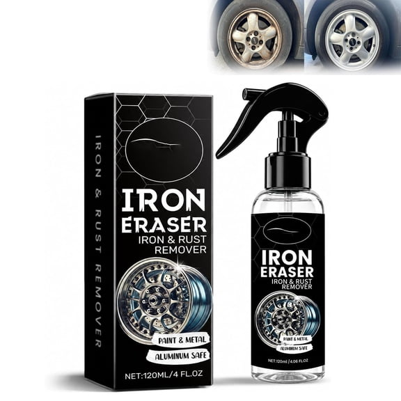 Iron Eraser Rust Remover Spray for Car Paint and Wheels, Fast Acting Brake Dust Cleaner 4 Fl Oz,Neutral Rust Dissolver Set for Auto Detail Maintenance