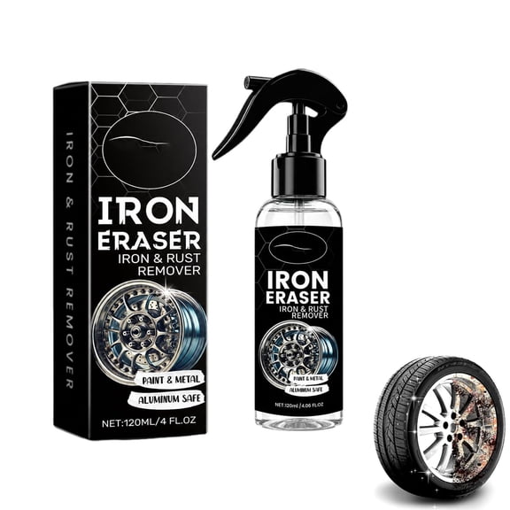 Iron Eraser Rust Remover Spray – Fast Acting for Car Wheels, Paint & Metal, Removes Brake Dust & Surface Rust – Professional Automotive Cleaner (1PCS)