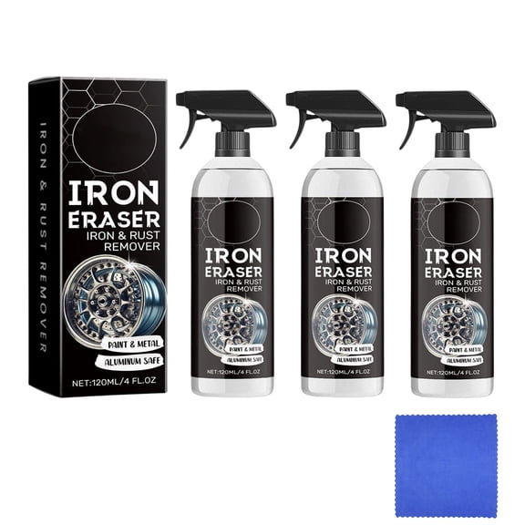 Iron Eraser Rust Remover Spray, Iron Eraser Iron and Rust Remover for Car Wheels and Paint, Fast Acting Rust and Brake Dust Remover, Professional Automotive Surface Cleaning