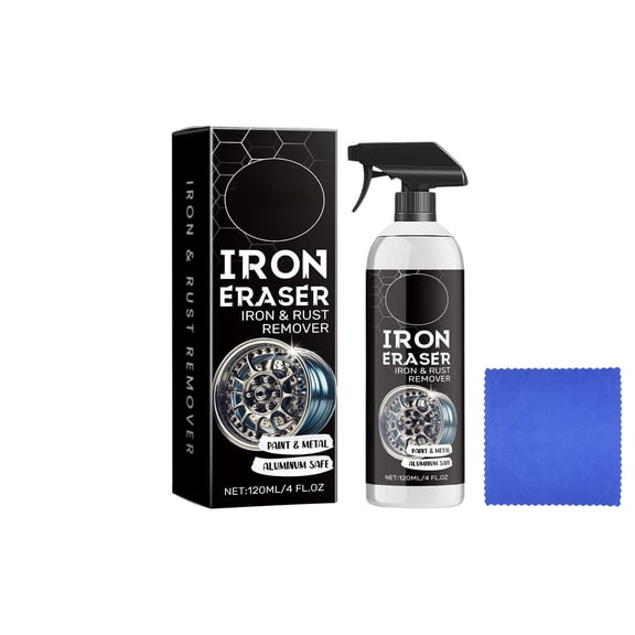 Iron Eraser Rust Remover Spray, Iron Powder Remover Spray for Car Wheels and Paint Fast Acting Rust and Brake Dust Remover, Professional Automotive Surface Cleaning