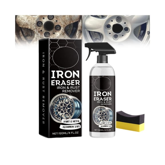 Iron Eraser Rust Remover Spray, Iron Powder Remover Spray for Car Wheels and Paint, Car Rust Remover Cleaner (1PCS)