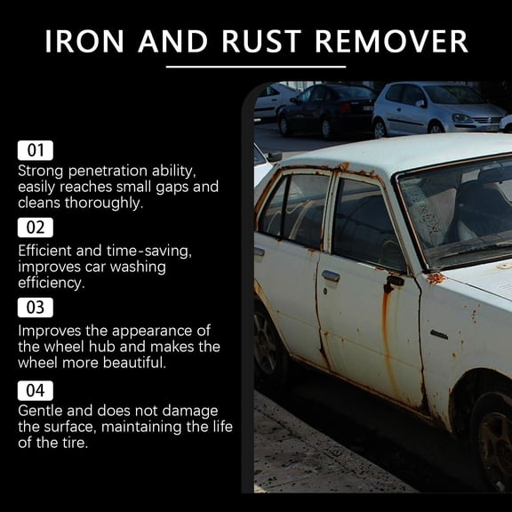 Iron Eraser Rust Remover Spray Iron Powder Remover for Car Wheels,Professional Automotive Surface Cleaning 120ml Black