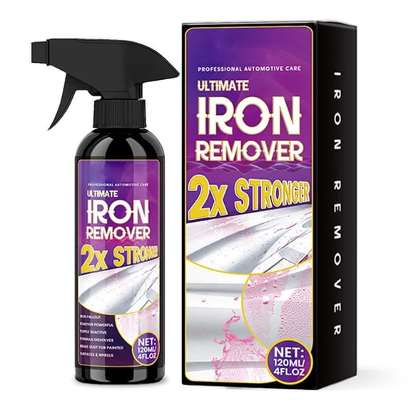 Iron Fallout Remover for Car Wheels & Paint, 120ml Purple Color-Changing Rust Remover Spray, PH-Neutral Metal Decontamination & Oxidation Cleaner for Motorcycles, Boats & Tools