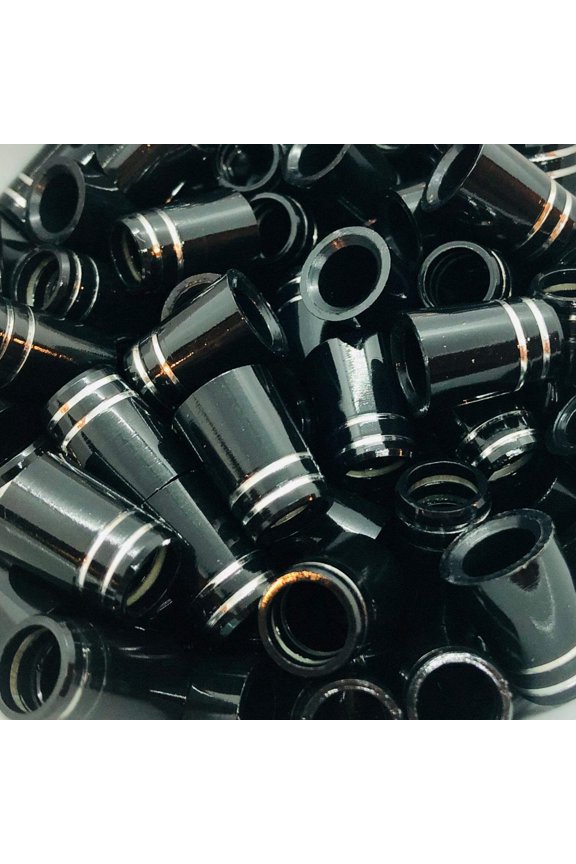 Iron Ferrules - Black w/ Double Silver Ring - 0.75"