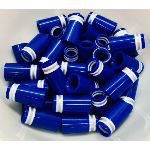 Iron Ferrules - Blue with Silver and White Rings - 1 Inch