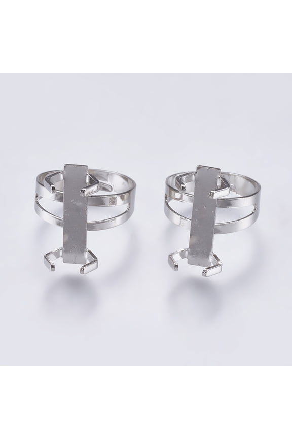 Iron Finger Ring Prong Settings 4 Claw Prong Ring Settings Platinum Tray: 20x8mm 18mm