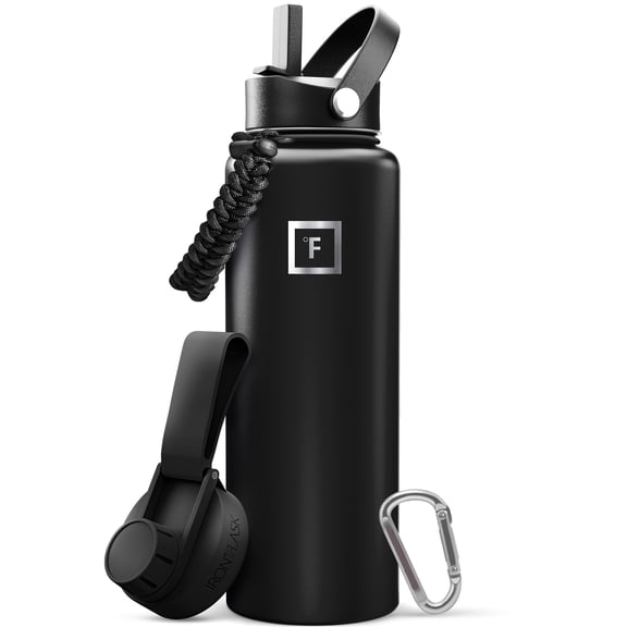 Iron Flask 40 oz Midnight Black Stainless Steel Water Bottle