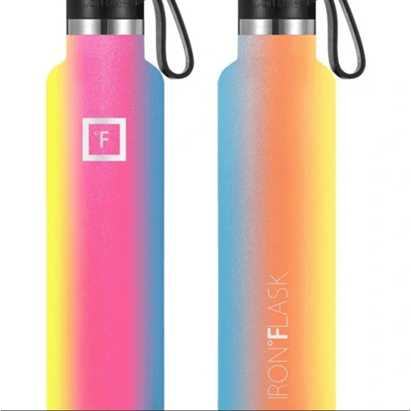 Iron Flask - Rainbow 20 oz. Water Bottle, Included Straw Lid (Narrow Mouth)