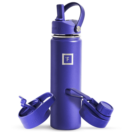 Iron Flask Stainless Steel Water Bottle 22 oz Azul Purple with 3 Lids