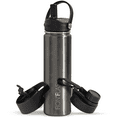thumbnail image 1 of Iron Flask Stainless Steel Water Bottle 22 oz Metallic Black with 3 Lids, 1 of 9