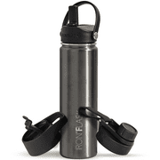 Iron Flask Stainless Steel Water Bottle 22 oz Metallic Black with 3 Lids