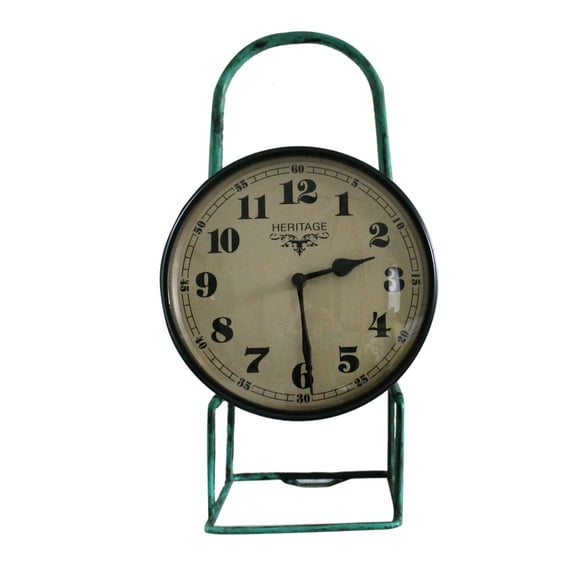 Iron Floor Clock made from Old Iron Lamp, Green