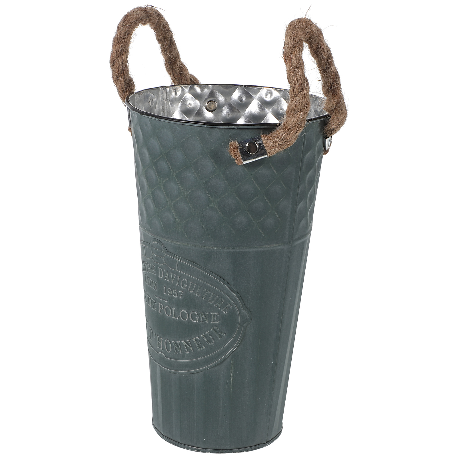 Iron Flower Bucket Vintage Flower Bucket With Hemp Handle Vintage