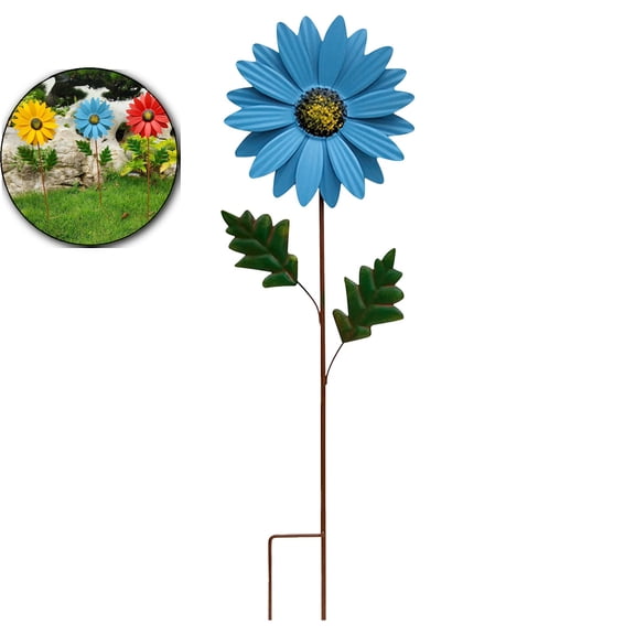 Iron Flower Garden Stake, Metal Outdoor Decoration, Handcrafted Sunflower Plant Stakes for Courtyard Yard Landscaping