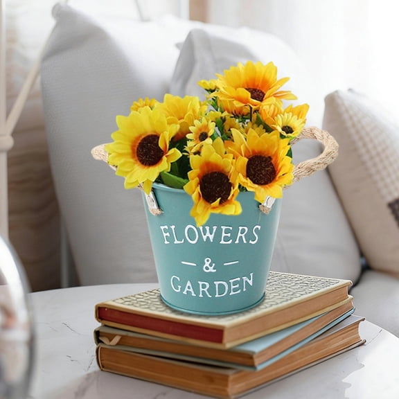 Iron Flower Pots Green Retro Iron Flower Pot Bucket Vintage Metal Milk Can Vase for Outdoor Plants and Desktop Decor (1Pcs) Rkxzt