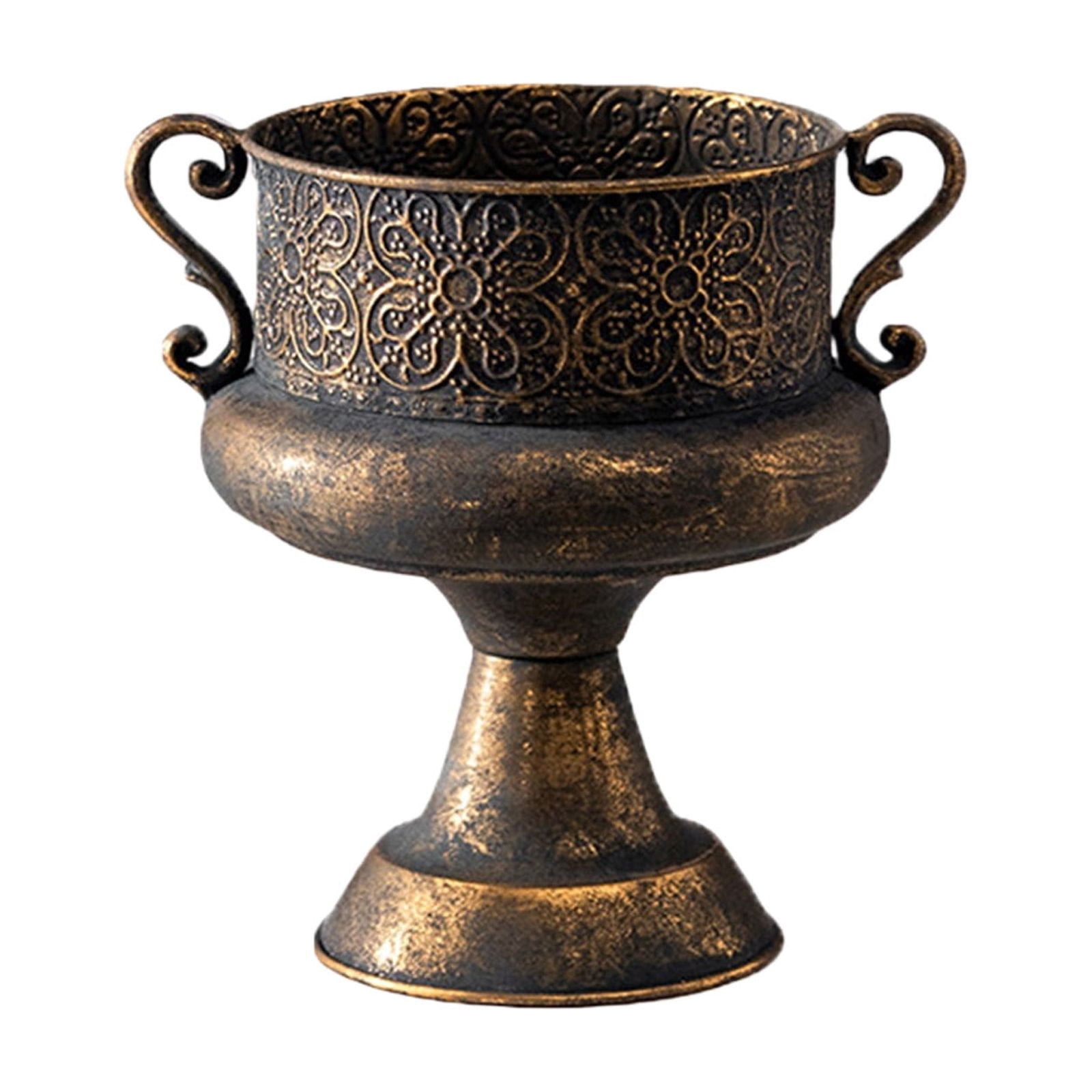 Iron Flower Pots Planter Decorative Urn With Embossed Relief Detail Adding Elegances To Porch Or Living Room Centerpiece