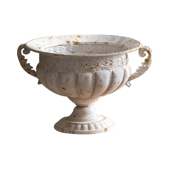 Iron Flower Pots Planter Decorative Urn With Embossed Relief Detail Adding Elegances To Porch Or Living Room Centerpiece
