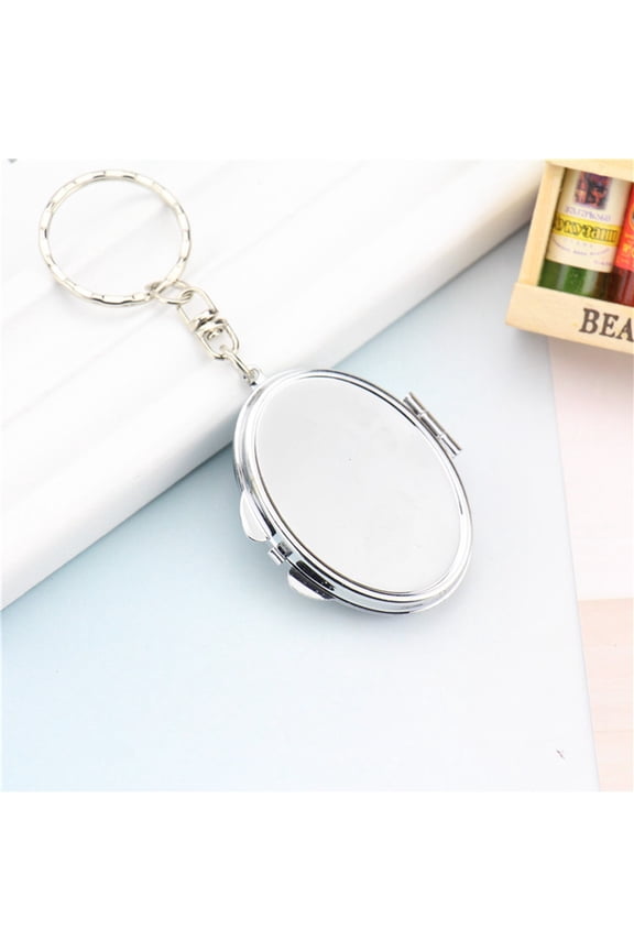 Iron Folding Mirror Keychain Travel Portable Compact Pocket Mirror Blank Base for UV Resin Craft Oval 9.7cm Oval: 50x39x8mm Ring: 25x2.5mm