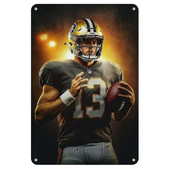 Iron Football Player Metal Sign Wall Art, Vintage Sports Figures Tinplate Plaque, Pre-Drilled Weather-Resistant Decor for Home, Bar, Club, Cafe, Restaurant, Billiard Room