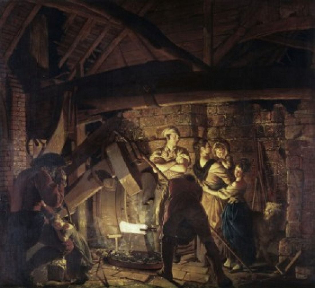Iron Forge 1772 Joseph Wright (1734-1797 British) Collection of Lord Mountbatten Broadlands Romsey Hampshire England Canvas Art - Joseph Wright (18 x 24)