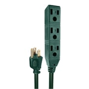 Iron Forge Cable 3 Outlet Power Strip Extension Cord 10 ft, 16/3 SJTW Heavy Duty Weatherproof Green Extension Cord with Multiple Outlets 3 Prong