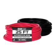 Iron Forge Cable 10 Gauge Primary Wire - 2 Pack 25ft Pure OFC Oxygen Free Copper Wire - 10 Gauge Heavy Duty Cables for Battery - 1 Red and 1 Black