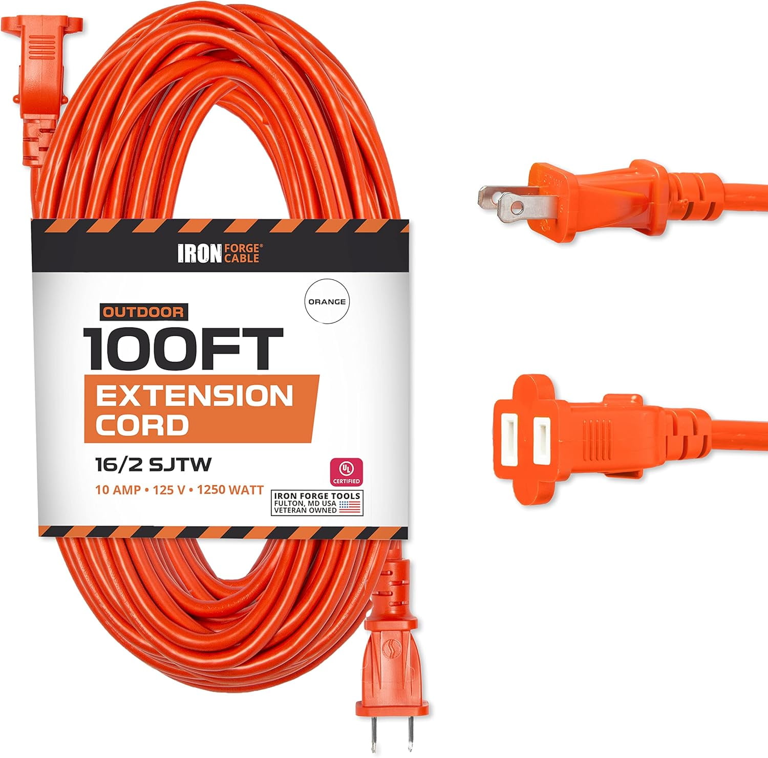 Iron Cable 100 ft Outdoor Extension Cord 2 Prong, 16/2 SJTW