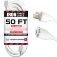 thumbnail image 1 of Iron Forge Cable 15 Amp Heavy Duty Extension Cord 50 ft, SJTW 14 Gauge Extension Cord 3 Prong Outdoor & Indoor, Weatherproof White Power Cable 14 AWG, Great for Major Appliances - US Veteran Owned, 1 of 7