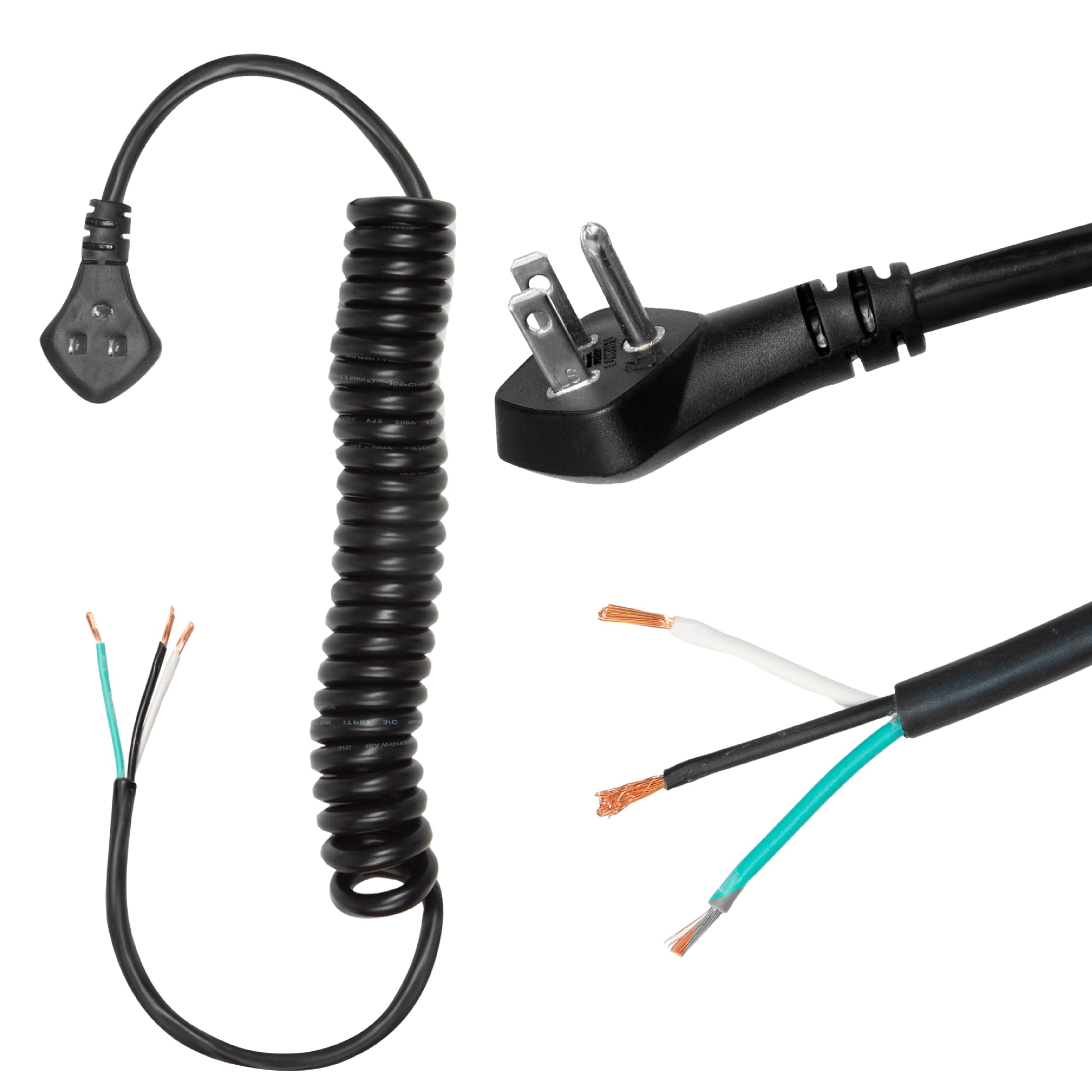 Iron Forge Cable 15 Amp Replacement Coiled Extension Cord 6 ft - SJEOW Oil Resistant \u0026 Flat Plug 3 Prong, 14 Gauge for Appliances \u0026 Power Tools