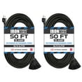 Iron Cable 2 Pack 3 OutletOutdoor Extension Cord 50 ft, 16/3 SJTW