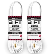 Iron Forge Cable 2 Pack 3 ft White Extension Cord with 3 Outlets - 16/2 SJTW 2 Prong Indoor Extension Cord with Multiple Outlets