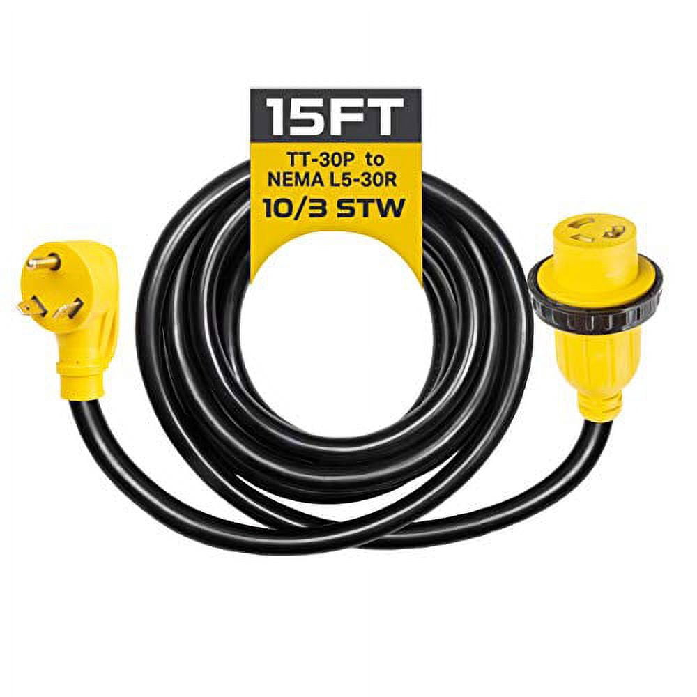Iron Forge Cable 30 Amp RV Extension Cord 15 Ft - 10/3 STW TT-30P to ...