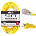thumbnail image 1 of Iron Forge Cable 50 Ft Extension Cord - Nema 5-20 Extension Cord Heavy Duty 50 ft, 5-20P to 5-20R Lighted Yellow SJTW 12 Gauge Electric Cable 20 Amp, 1 of 5