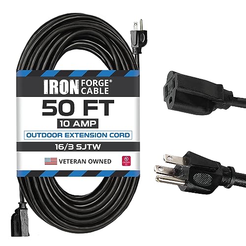 Iron Cable Christmas Extension Cord 50 Ft, 16/3 Black Extension
