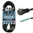 thumbnail image 1 of Iron Forge Cable Flat Plug 14 Gauge Power Cord Replacement - 15ft,15 Amp Black Heavy Duty, 14/3 SJT 3 Prong Cable for Appliances & Power Tools, 1 of 8