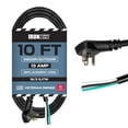 thumbnail image 1 of Iron Forge Cable Flat Plug 16 Gauge Power Cord Replacement - 10ft,15 Amp Black Heavy Duty, 16/3 SJT 3 Prong Cable for Appliances & Power Tools, 1 of 8