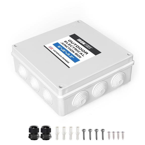 Iron Forge Cable Outdoor Electrical Box, 8" x 8" x 3.2" Inch White Junction Box with Complete Accessories, Drillable Waterproof Enclosure ABS Plastic Box with Cover for Electronics IP65