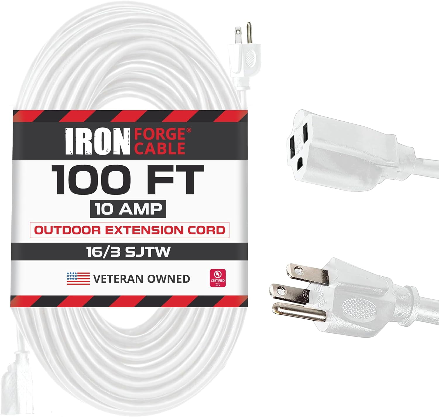Iron Cable Outdoor Extension Cord 100 ft, 16 Gauge Heavy Duty