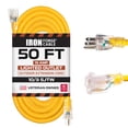 thumbnail image 1 of Iron Forge Cable Outdoor Extension Cord 50 Ft - 10 Gauge Heavy Duty Extension Cord, 15 AMP, 10/3 Yellow Power Cable SJTW Weatherproof with 3 Prong, 1 of 8