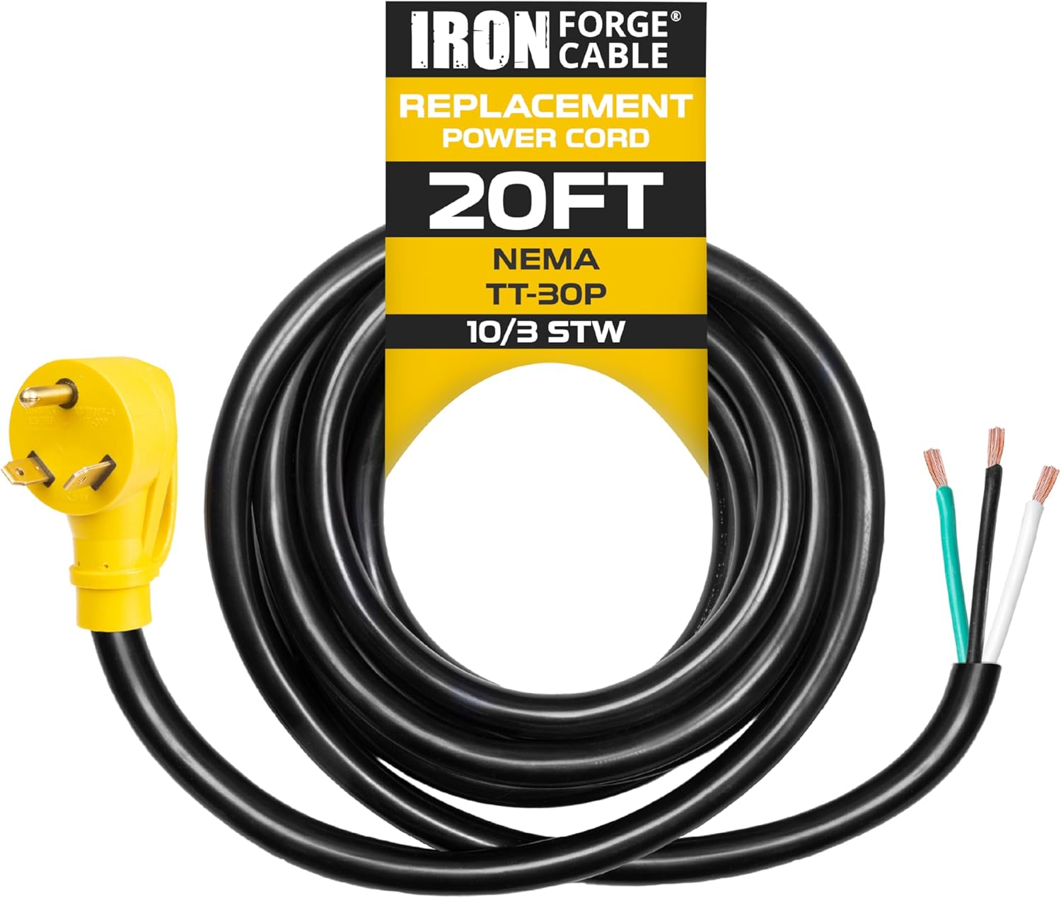 Iron Cable RV Replacement Cord 10/3 30 Amp RV Extension Cord 20