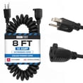 thumbnail image 1 of Iron Forge Cable SJEOW Black Outdoor Coiled Extension Cord 8 ft, 14/3, 15 Amp Oil Resistant & Flame Retardant 3 Prong Coiled Wire for Outdoor & Indoor, 1 of 7