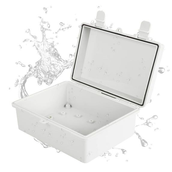 Iron Forge Cable Waterproof Junction Box Extra Large - Outdoor Electrical Enclosure - ABS Plastic Project Boxes Weatherproof Hinged Light Gray Panel Cover - IP65 Size 16" x 12" x 7.2" Inch