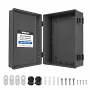 Iron Forge Cable Waterproof Junction Box Extra Large, Outdoor Electrical Enclosure with Complete Accessories, ABS Plastic Project Boxes Weatherproof Hinged Black Panel Cover IP65, 16" x 12" x 7.2" in