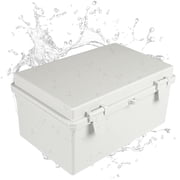 Iron Forge Cable Waterproof Junction Box Large - Outdoor Electrical Enclosure - ABS Plastic Project Boxes Weatherproof Hinged Light Gray Panel Cover - IP65 Size 12" x 8" x 6.4" Inch