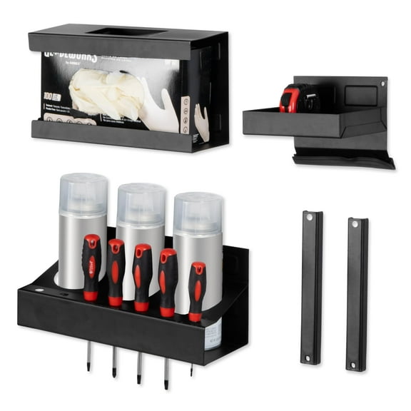 Iron Forge Tools Mechanics 5 Piece Magnetic Tool Box Accessories - Metal Organizer Wall Mount for Enclosed Utility Trailer & Garage Organization