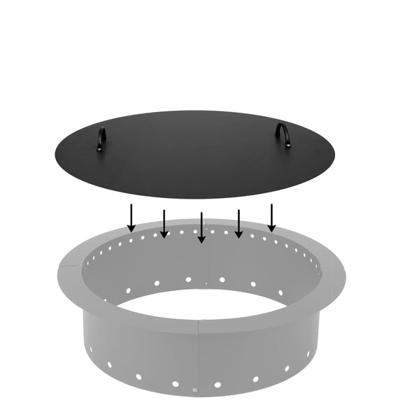 Iron Forge Tools Outdoor Fire Pit Cover Round Firepit Lid Covers for 30 / 36 Inch Outdoor Fireplace Insert, Heavy Duty Powdercoated Metal Circle Top